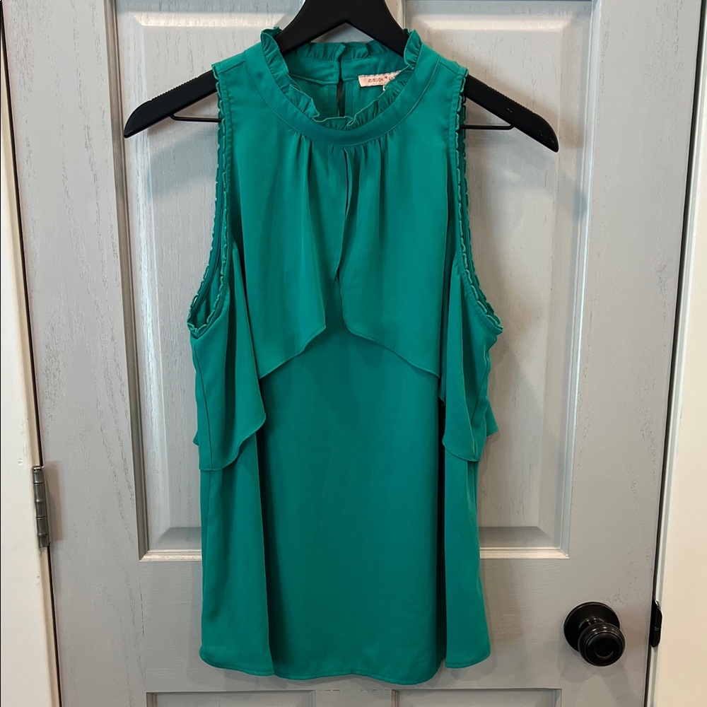 Gibson Latimer Turquoise Sleeveless Blouse